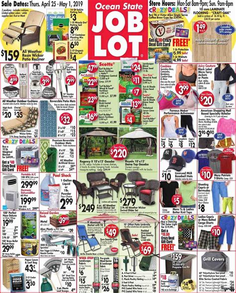 Job lot flyer - Ocean State Job Lot, 620 Kidder Street, Wilkes-Barre, PA, 18702. -John O. Google. February 3, 2024. Always find some good item with great prices. Always stop here when in the area. You never know what you'll find here. Spent ninety dollars here & received a $36.00 gift card free with their current sale going on. 